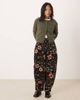 ASOS Petite ASOS DESIGN Petite barrel leg corduroy pants in floral print-Multi - 4