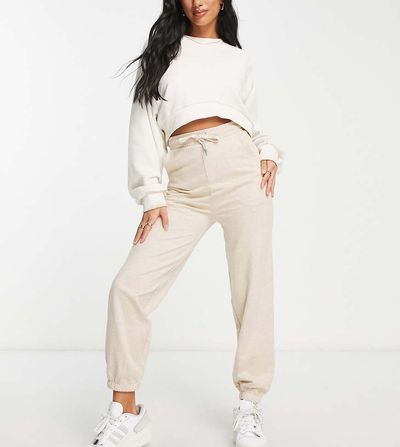 ASOS Petite ASOS DESIGN Petite basic slim sweatpants in oatmeal heather-Neutral