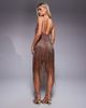 ASOS Petite ASOS DESIGN Petite beaded fringe mini cami dress in chocolate-Brown - 2