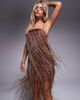ASOS Petite ASOS DESIGN Petite beaded fringe mini cami dress in chocolate-Brown - 3