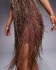 ASOS Petite ASOS DESIGN Petite beaded fringe mini cami dress in chocolate-Brown - 4