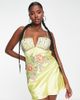 ASOS Petite ASOS DESIGN Petite bias cut mini satin dress with floral embellishment-Multi - 1