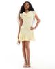 ASOS Petite ASOS DESIGN Petite burnout cowl neck mini dress with godets in lemon yellow - 2