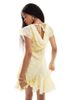 ASOS Petite ASOS DESIGN Petite burnout cowl neck mini dress with godets in lemon yellow - 4