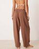 ASOS Petite ASOS DESIGN Petite Callie cheesecloth beach balloon pants in mocha-Brown - 2
