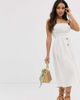 ASOS Petite ASOS DESIGN Petite cami button through midi linen sundress-White - 1