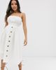 ASOS Petite ASOS DESIGN Petite cami button through midi linen sundress-White - 4