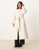 ASOS Petite ASOS DESIGN Petite collarless boucle longline formal coat in oatmeal-Neutral - 4