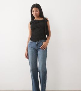 ASOS Petite ASOS DESIGN Petite comfort stretch straight leg jean in dark vintage wash-Blue