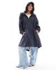 ASOS Petite ASOS DESIGN Petite contrast detail rubberized rain parka in navy - 2