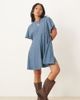 ASOS Petite ASOS DESIGN Petite cord T-shirt mini dress with stitching detail in slate blue - 1