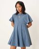 ASOS Petite ASOS DESIGN Petite cord T-shirt mini dress with stitching detail in slate blue - 4
