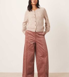 ASOS Petite ASOS DESIGN Petite cord wide leg ankle grazer pants in rose-pink