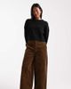 ASOS Petite ASOS DESIGN Petite corduroy wide leg ankle grazer pants in biscuit-Neutral - 1