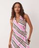 ASOS Petite ASOS DESIGN Petite cotton halter neck mini wrap dress in pink stripes-Multi - 1