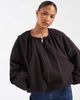ASOS Petite ASOS DESIGN Petite cropped bubble hem nylon bomber jacket in chocolate-Navy - 1