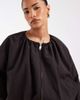 ASOS Petite ASOS DESIGN Petite cropped bubble hem nylon bomber jacket in chocolate-Navy - 2