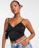 ASOS Petite ASOS DESIGN Petite cropped scarf hem top with lace trim in black - 1