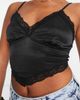 ASOS Petite ASOS DESIGN Petite cropped scarf hem top with lace trim in black - 3