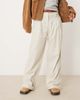 ASOS Petite ASOS DESIGN Petite cuffed hem wide leg corduroy pants in cream-White - 2