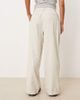 ASOS Petite ASOS DESIGN Petite cuffed hem wide leg corduroy pants in cream-White - 4