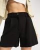 ASOS Petite ASOS DESIGN Petite dad short with linen in black - 1