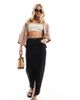 ASOS Petite ASOS DESIGN Petite denim maxi skirt with split hem in washed black - 1