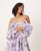 ASOS Petite ASOS DESIGN Petite draped off the shoulder tiered mini dress with lace inserts in blurred abstract-Multi - 1