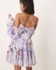 ASOS Petite ASOS DESIGN Petite draped off the shoulder tiered mini dress with lace inserts in blurred abstract-Multi - 4