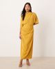 ASOS Petite ASOS DESIGN Petite dropped shoulders draped slinky midi dress in gold - 2