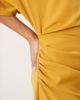 ASOS Petite ASOS DESIGN Petite dropped shoulders draped slinky midi dress in gold - 3