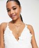 ASOS Petite ASOS DESIGN Petite embellished cami mini dress in white oversized disc sequin - 2