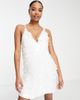 ASOS Petite ASOS DESIGN Petite embellished cami mini dress in white oversized disc sequin - 3