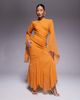 ASOS Petite ASOS DESIGN Petite extreme ruffle sleeves maxi dress with godet inserts skirt in burnt peach-Orange - 2