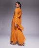 ASOS Petite ASOS DESIGN Petite extreme ruffle sleeves maxi dress with godet inserts skirt in burnt peach-Orange - 4