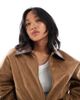 ASOS Petite ASOS DESIGN Petite faux suede bomber jacket in mocha-Brown - 3