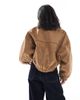 ASOS Petite ASOS DESIGN Petite faux suede bomber jacket in mocha-Brown - 4