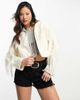 ASOS Petite ASOS DESIGN Petite festival fringe faux leather jacket in white - 4