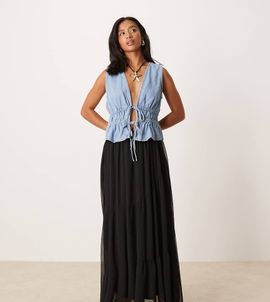 ASOS Petite ASOS DESIGN Petite floaty soft boho maxi skirt in black