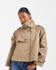ASOS Petite ASOS DESIGN Petite funnel cropped cape trench coat in rye-Neutral - 1