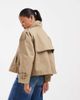 ASOS Petite ASOS DESIGN Petite funnel cropped cape trench coat in rye-Neutral - 3
