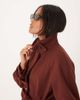 ASOS Petite ASOS DESIGN Petite funnel neck longline formal trench coat in rust-Black - 3