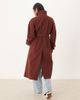 ASOS Petite ASOS DESIGN Petite funnel neck longline formal trench coat in rust-Black - 4
