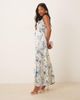 ASOS Petite ASOS DESIGN Petite gathered bust strappy cross back midi dress in blue floral print-Multi - 2