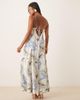 ASOS Petite ASOS DESIGN Petite gathered bust strappy cross back midi dress in blue floral print-Multi - 4