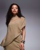 ASOS Petite ASOS DESIGN Petite high neck draped asymmetric mini dress with cut-out in taupe-Neutral - 1