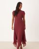 ASOS Petite ASOS DESIGN Petite high neck handkerchief hem chiffon maxi dress in cherry-Red - 1