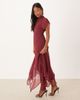 ASOS Petite ASOS DESIGN Petite high neck handkerchief hem chiffon maxi dress in cherry-Red - 2