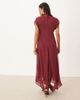 ASOS Petite ASOS DESIGN Petite high neck handkerchief hem chiffon maxi dress in cherry-Red - 4