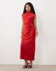 ASOS Petite ASOS DESIGN Petite high neck pleated bodice midi dress in red - 2